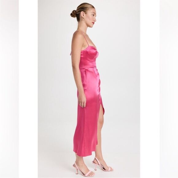 Reformation pink Marguerite silk midi dress in Flambé NWT $328 - Picture 10 of 11